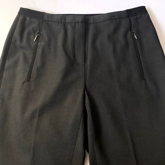 T Tahari Pants Womens Dark Gray Black Size 2 Zip Pockets Elastic Waist Slacks - Picture 2 of 15
